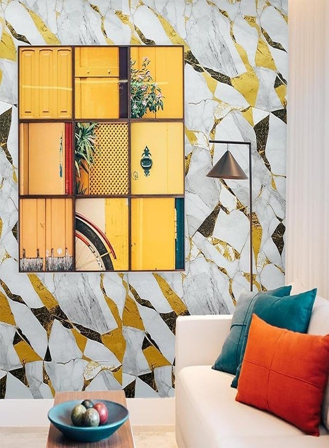 FLETIX Premium Wall Stickers DIY Vinyl Marble Peel and Stick Waterproof Wallpaper for Home-Office-Bedroom Kitchen Countertop Wooden Furniture Oil Proof Kitchen Stickers (1, Gold Terrazzo(60X200cm)) - Image 4